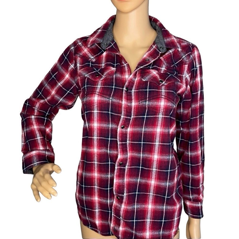 Cody James Authentic Western Apparel Red White Blue Long Sleeve Flannel Shirt XL